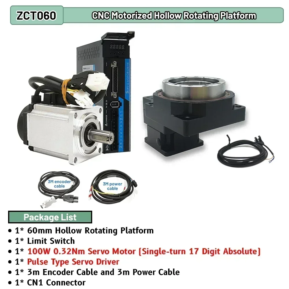 360 Degree CNC Electric Rotary Table Hollow Rotating Platform Rotary Positioning Indexing Plate Stepper Servo Replacing DD Motor