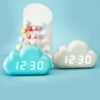 Creative cute cloud alarm clock digital time date temperature display electronic led clocks for kids bedroom desk decor