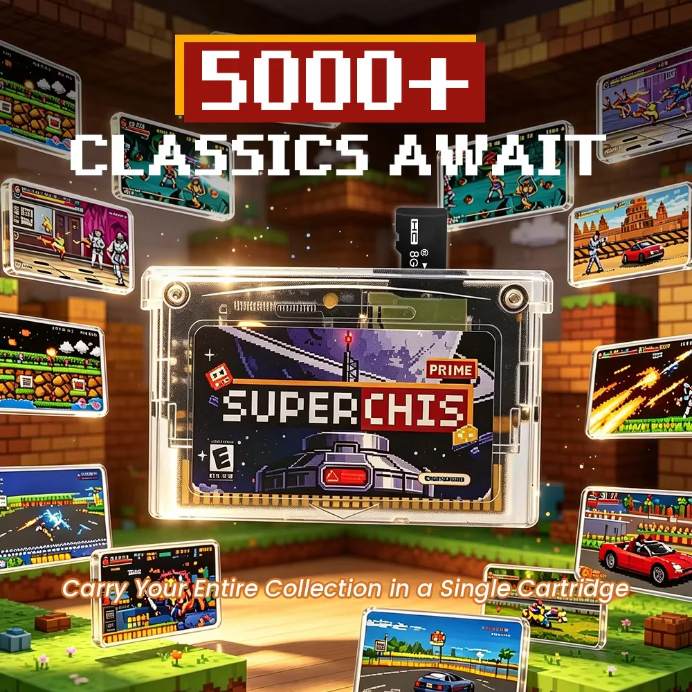 Retro Superchis Flash Game Cartridge With 8GB TF Card Preloaded 5000 Retro Games Plug And Play For GBA SP NDSL Handheld Consoles view 2