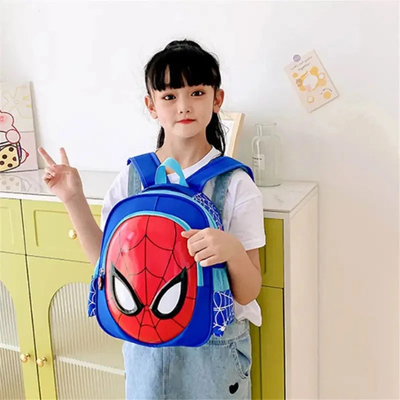 3D Marvel cartoon Spider Man backpack, children\'s backpack, eggshell set, cute boy cartoon shoulder bag, birthday gift