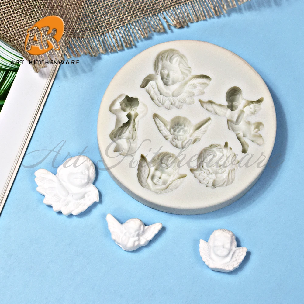 Angel Silicone Mold Fondant Cake Decoration Silicone Mold Hand Made Decorating Chocolate Candy Silica Gel Mold  Sugarcraft Cake