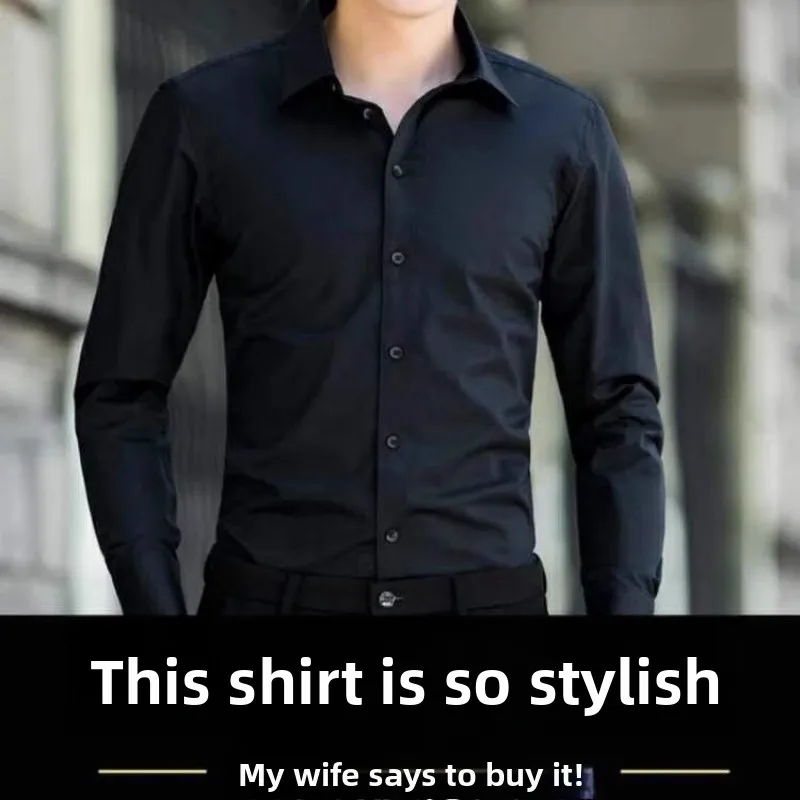 

Wear Resistant Long Sve irt Men's Summer Busin Casual Slim Fit Workwear irt arp Collar Youth Autumn No Iron Proce...