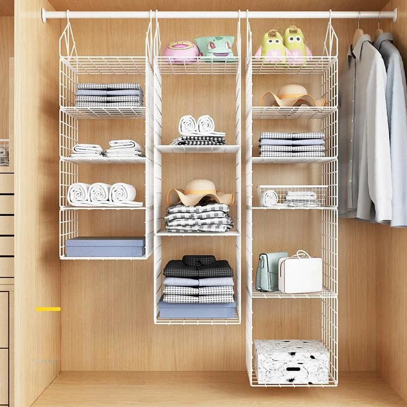 

Hanging Wardrobe Organizer Shelf Dormitory Room Bedside Storage Rack Bedroom Closet Dividers Space Saver Steel Constructed