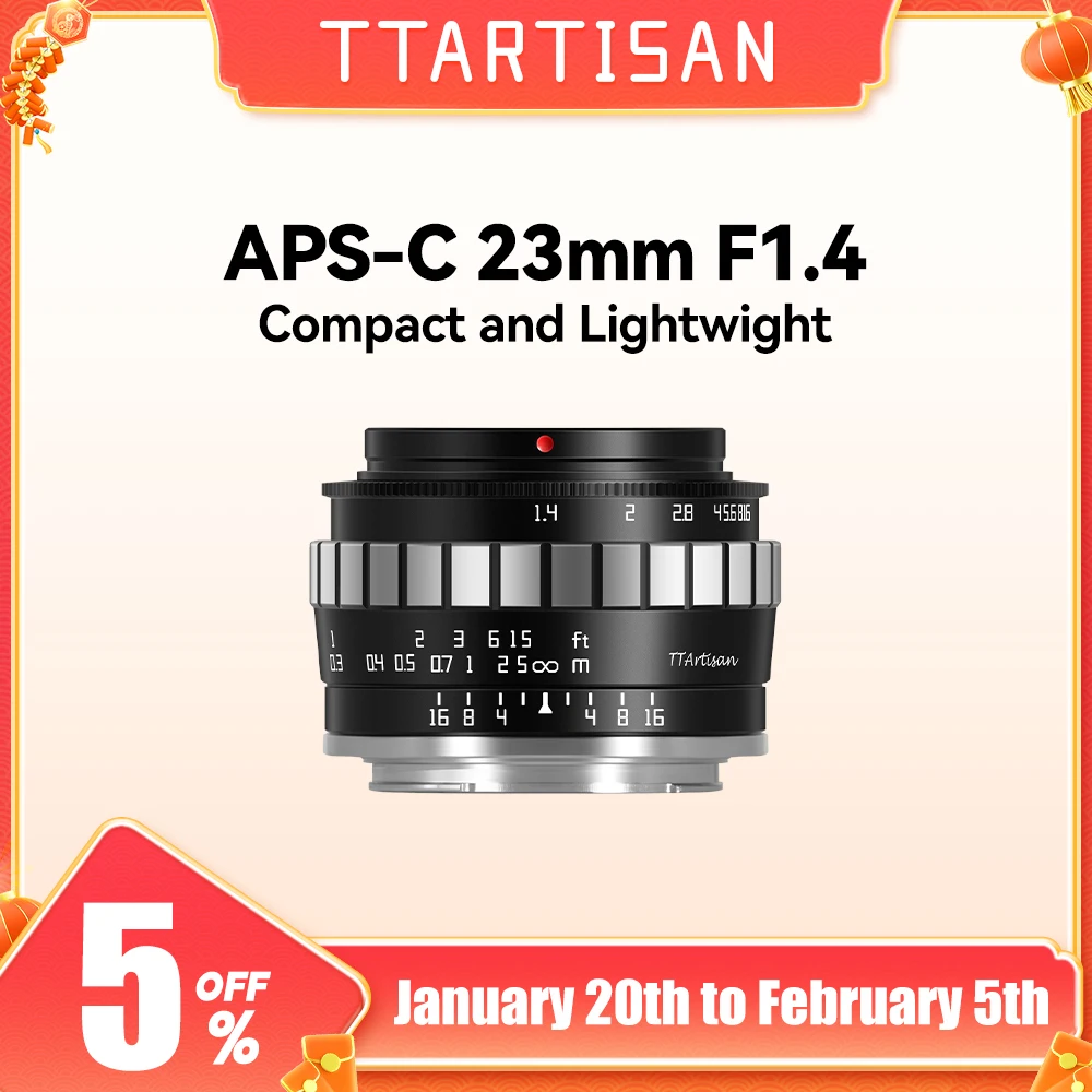 TTArtisan 23mm F1.4 Manual Focus Camera Lens for Sony E Mount a6300 Fuji XA XT3 XE Canon M6 Panasonic Olympus M43 Nikon Z30 Z50