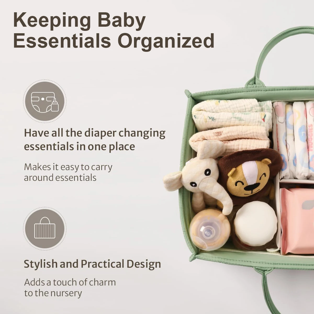 Baby Diaper Caddy Organizer, Stylish Nursery Storage Basket, Baby Registry Must Have, Newborn Essentials for Diaper Station