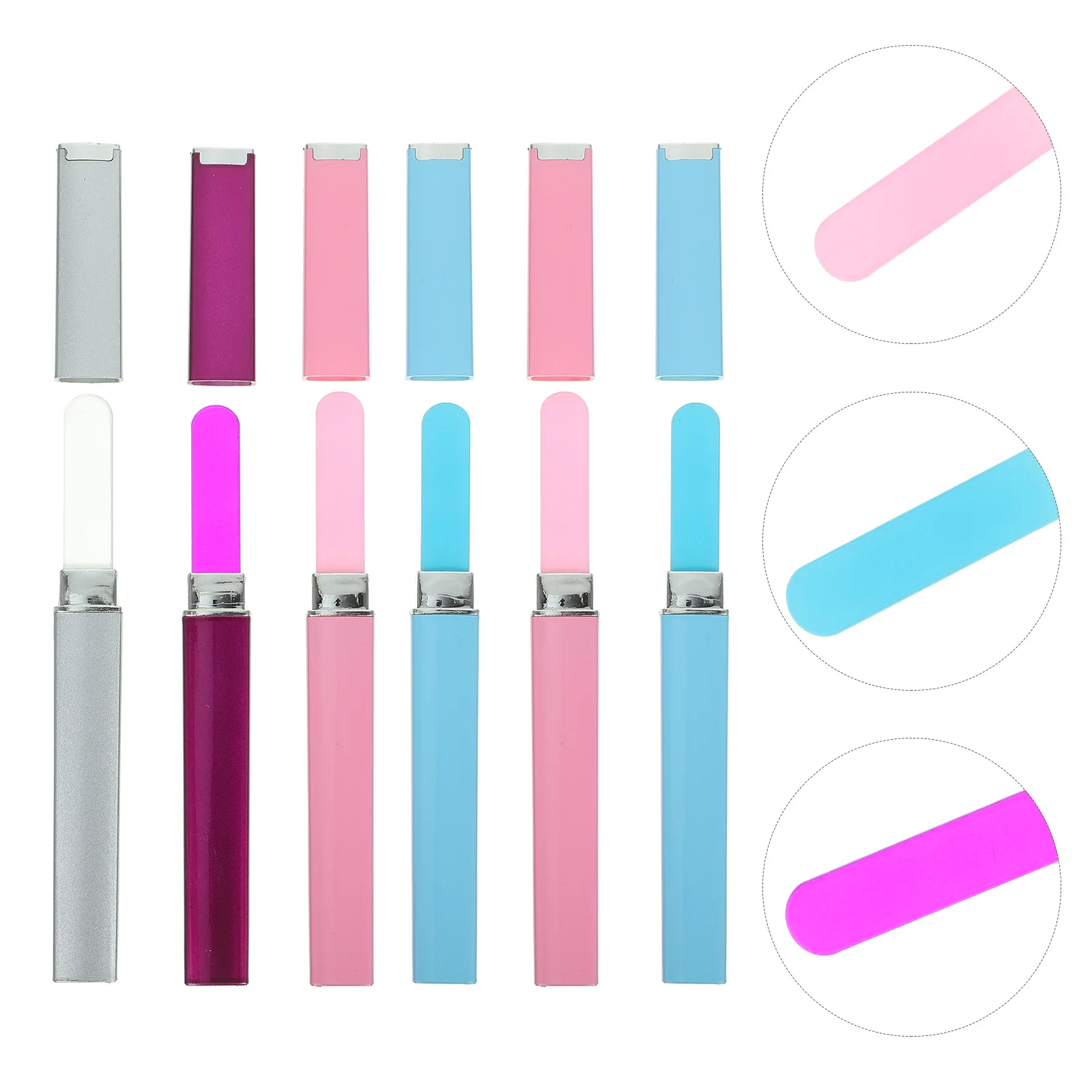 Limas de uñas coloridas de vidrio, herramientas de manicura finas y rugosas de doble cara para extensiones de uñas postizas naturales, 6 uds.