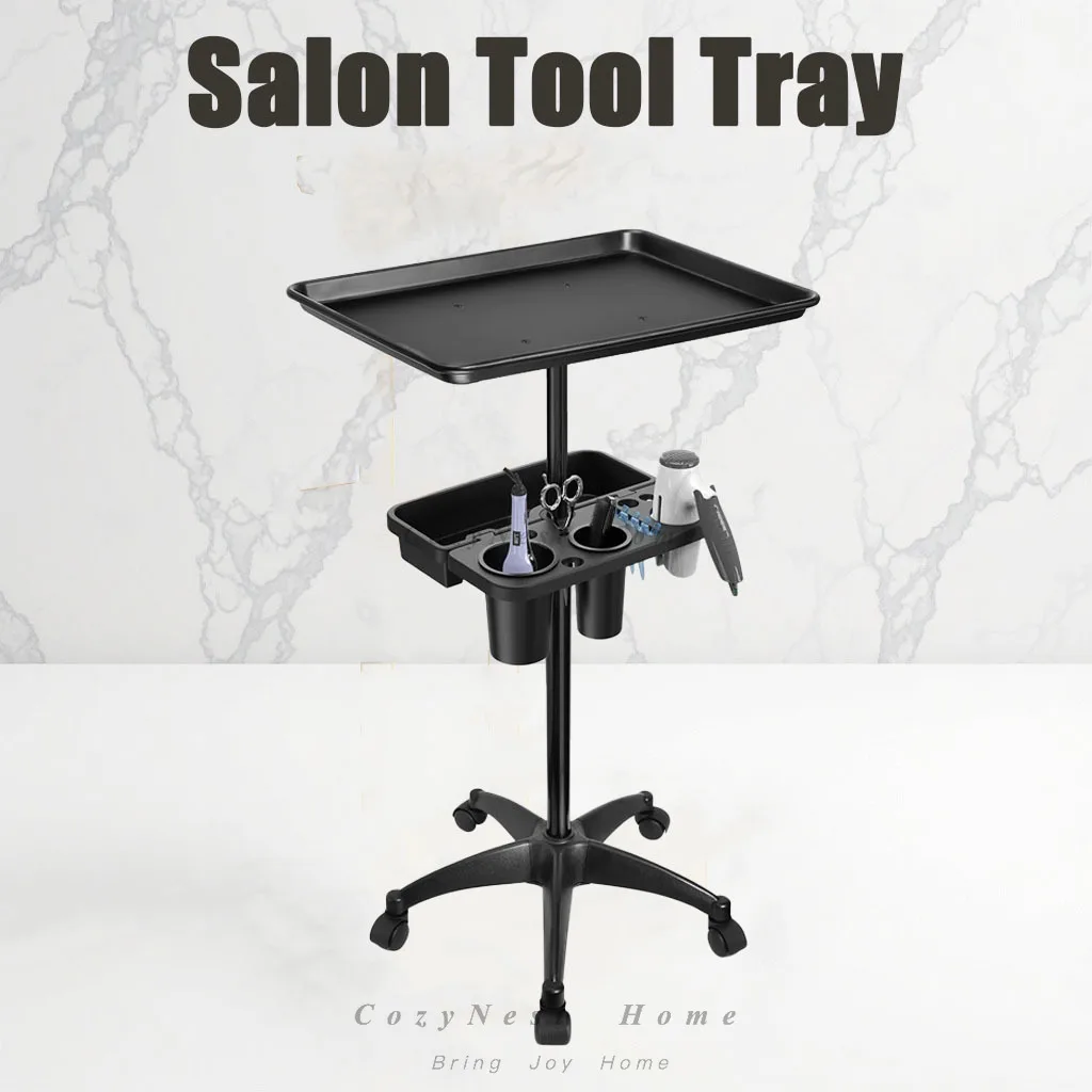 Salon Hair Tools Tray Barber Shop Double Aluminum Tray Multifunctional Lifting Storage Shelf