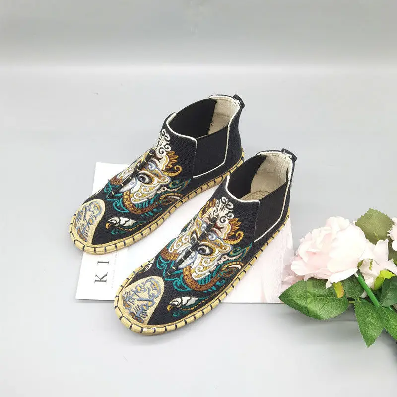 Chinese style mens embroidery high top cloth shoes retro official boots Ancient Hanfu shoes Kungfu Shoes Martial Art Sneaker