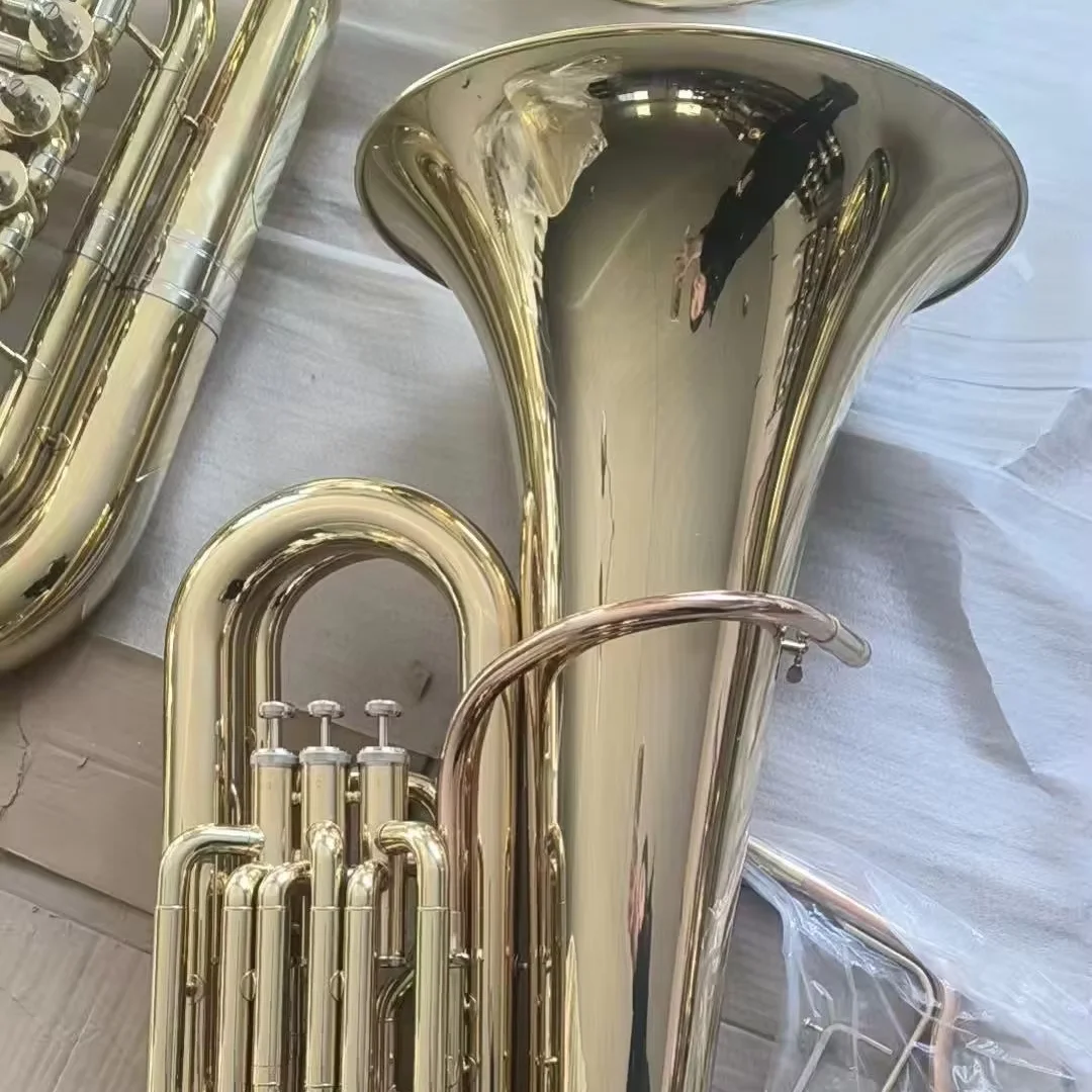 

JYTU-E170 Marching Tuba Entry Model Bb Key Brass Body Stainless Steel Valves Bore Size 16.7mm Bell DlA 370mm Gold Lacquer