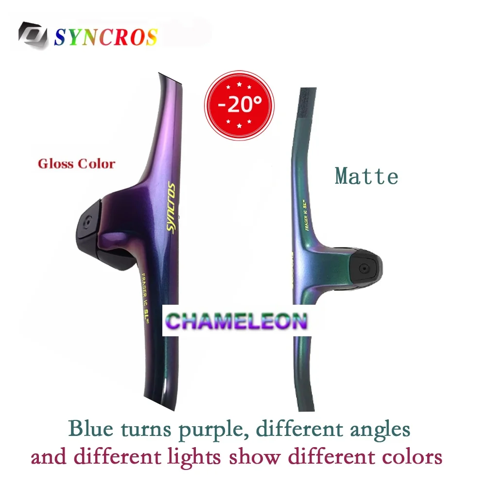 

SYNCROS-Carbon Handlebar for MTB Bike,Chameleon Handlebars,Matte,Gloss -20degrees Stem, FRASER IC SL WC,Bicycle parts