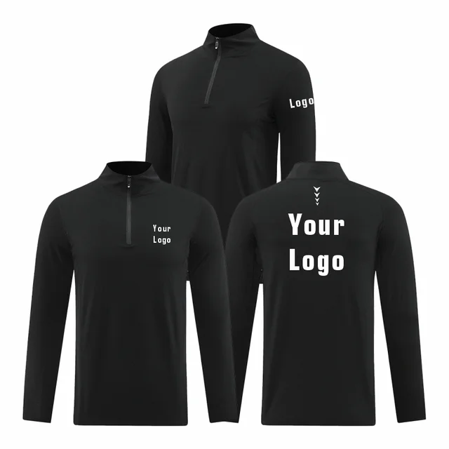 Customized Logo Pullover Half Zipper Sweatshirts Men Fashion Long Sleeve Warm Hoodless Hoodies Stand Collar Sport Jogging 4
