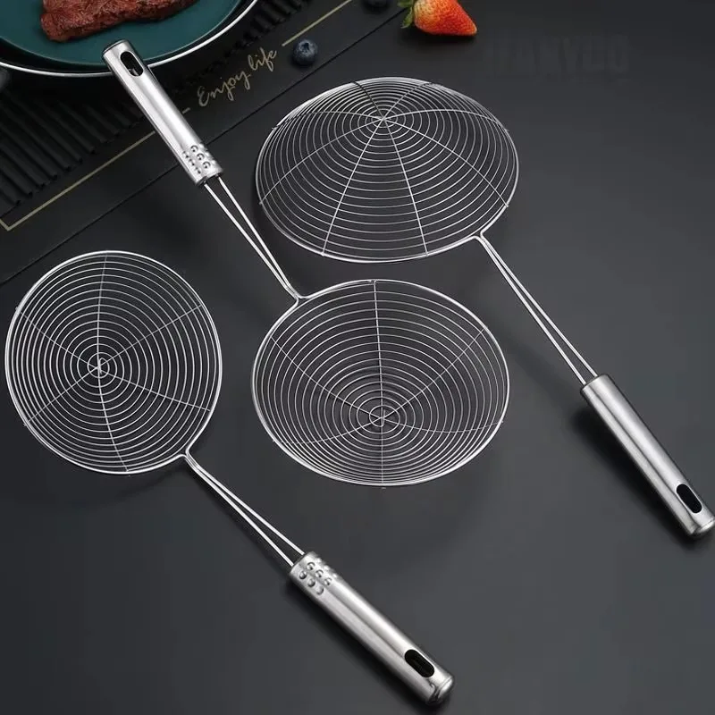 Stainless Steel Filter Mesh Oval Skimmer Oil Pot Food Filter Cookware Colander Fried Filter Kitchen Strainer Baking Cooking Tool view 6