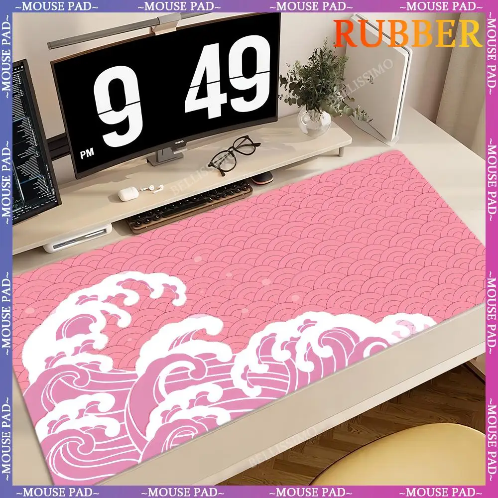 Mouse mat computer large mouse pad keyboard pad mousepad Japanese black gray wave game console sofa table pad desktop mouse pads