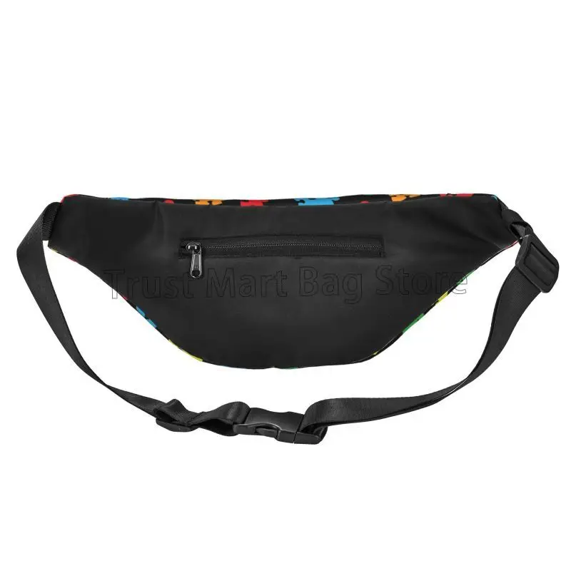 Sac banane coloré de sensibilisation au tisme pour hommes et femmes, sac de taille réglable, sac de ceinture, sac de voyage, sac de randonnée, sac de course à pied