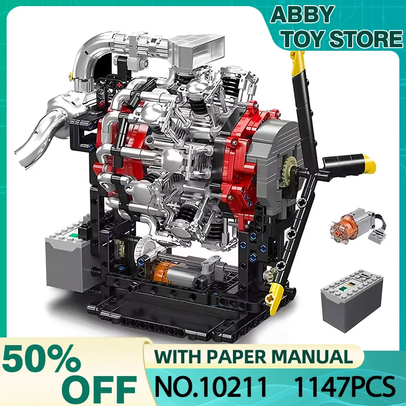 

Mould King 10211 Motorized Radial Aviation Engine Model DIY Building Blocks Motor Building Blocks Assembly Kids Christmas Gift