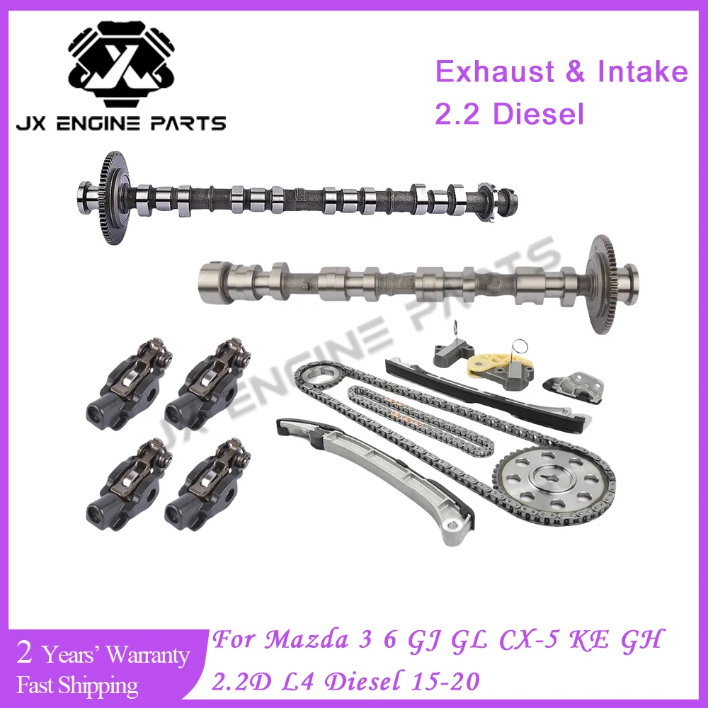 Engine Intake / Exhaust Camshaft Rocker Arms Timing Chain Kit For Mazda 2.2 CX-5 KE GH 6 GJ GL 3 BM BN 15-20 2.2L SHY1 SHY4 SHY6