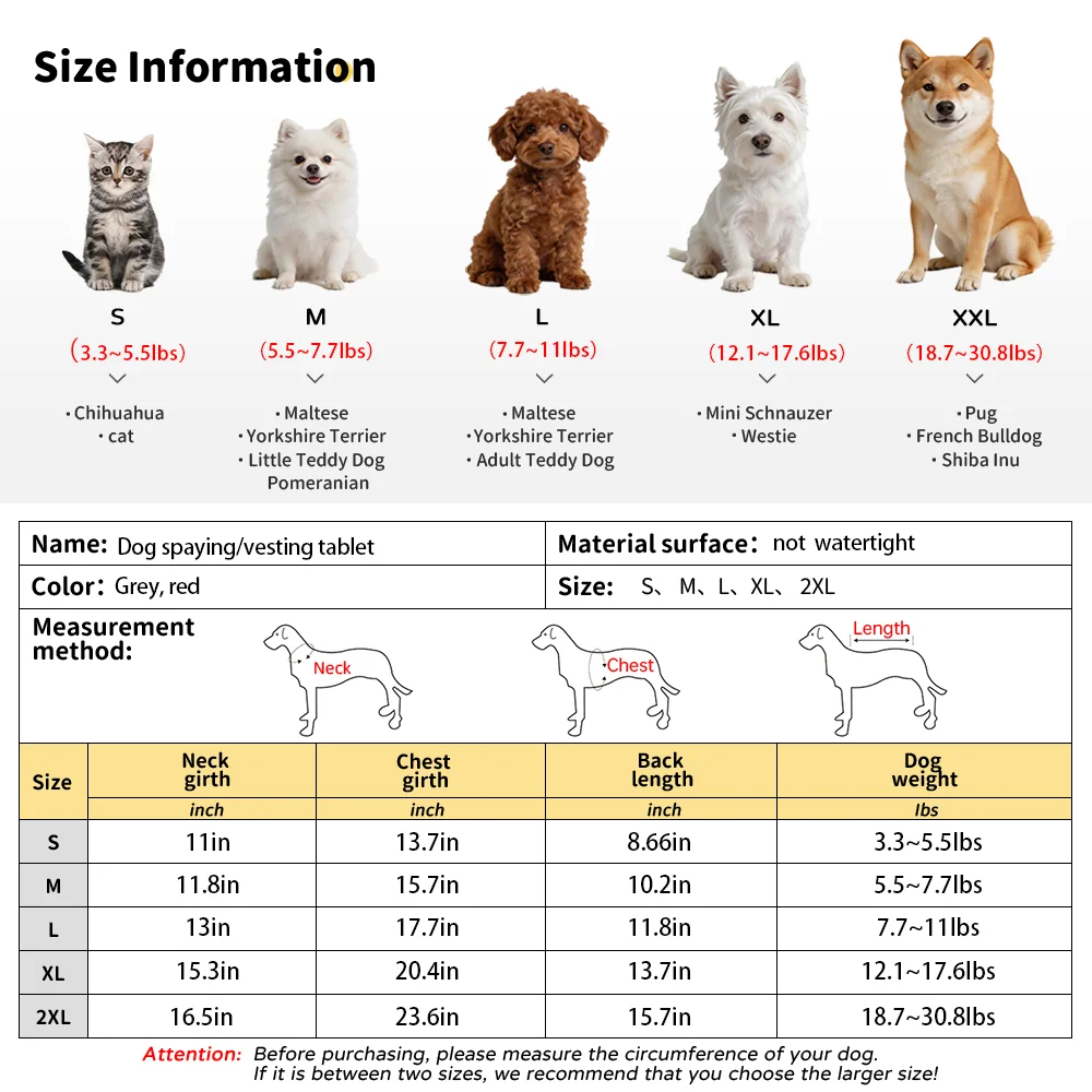 Puppy Weaning Spay/Neuter Suit, Small to Medium Dog and Cat Onesie, Anti-Licking Post-Operative Recovery Clothing, Pet Care Suit