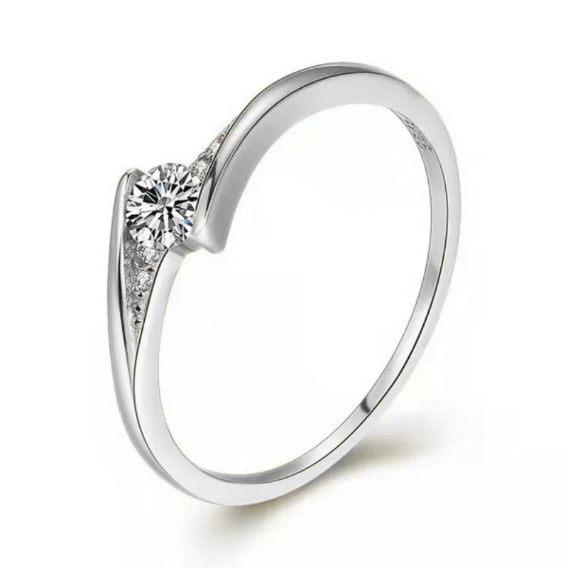 Classic Fashion Women Rings Metal Gold Color White Zircon Ring for Women Romantic Bride Girl Proposal Ring Wedding Jewelry Gift