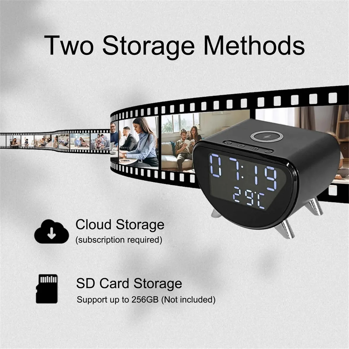 ABLK multifunctionele wekker temperatuurklok draadloze oplader LED mobiele telefoon drie-in-één draadloze oplader