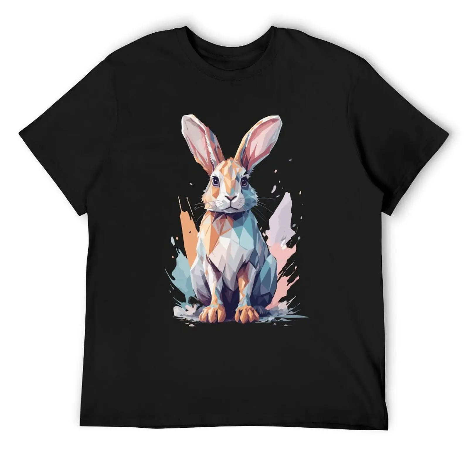 

Polygon Watercolor Rabbit T-Shirt anime plain heavyweights cotton t shirt men