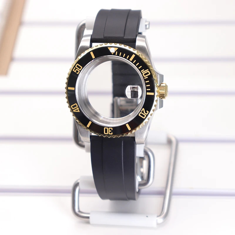 

40mm Watch Case Rubber Strap Sapphire Glass For GMT SUB Yacht Watch Case NH34 NH35 NH36 NH39/Miyota8215/Eta2824 PT5000 120clicks