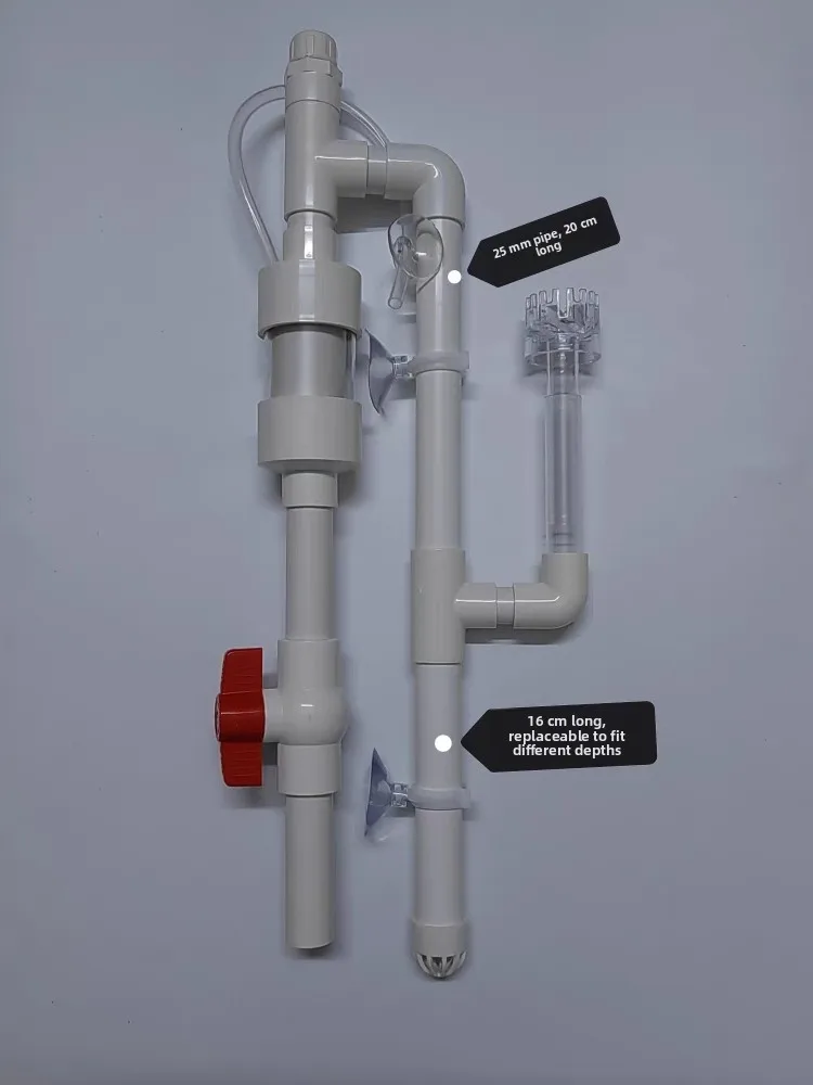 水槽フィルター-オーバーフロー防止サイフォン排水管-水槽浄水器-プラスチック素材サポート-可変周波数調整