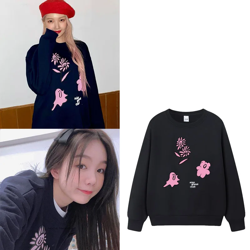 Cheng lin Xu Mengjie Moletom com capuz de algodão puro GFRIEND Suporte inverno primavera estampado solto ajuste coreano Sle redondo Ne Sweatshirt