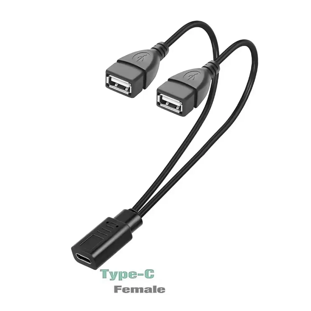 30cm USB C Splitter Charge Cable USB Type C Female to Dual 2 USB Female Splitter Y Charge Connector Cable Only for 5V Charging