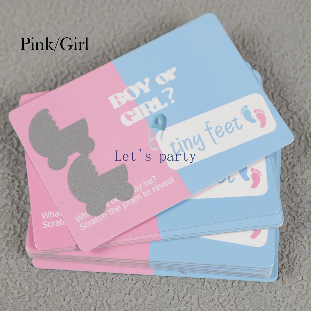 24Pcs/Set Newborn Boy or Girl Gender Reveal Game Scratch Cards for Team Girl Boy Birthday Baby Shower Baptism Party Decoration