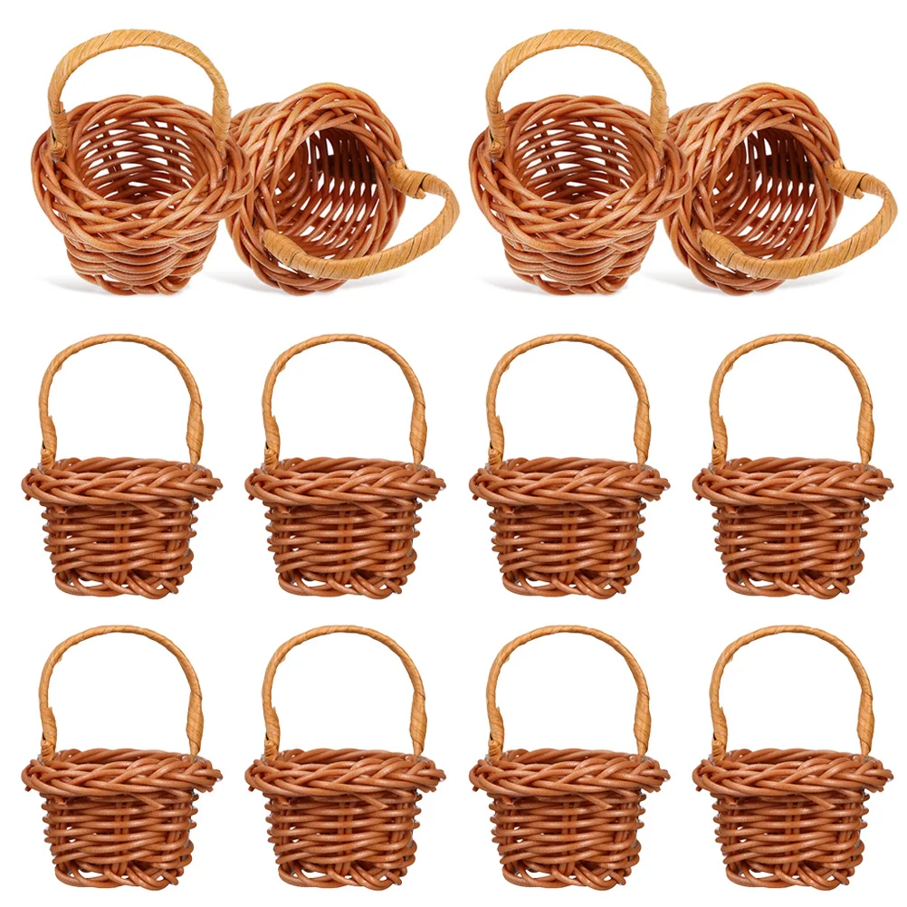 

Mini Decorative Basket Garbage Cans Woven Picnic Tiny Baskets Micro Scene Miniature Model