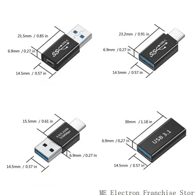 빠른 데이터 동기화 및 충전을위한 T5EA USB 3.1 to Type C 어댑터 수컷 여성 커넥터