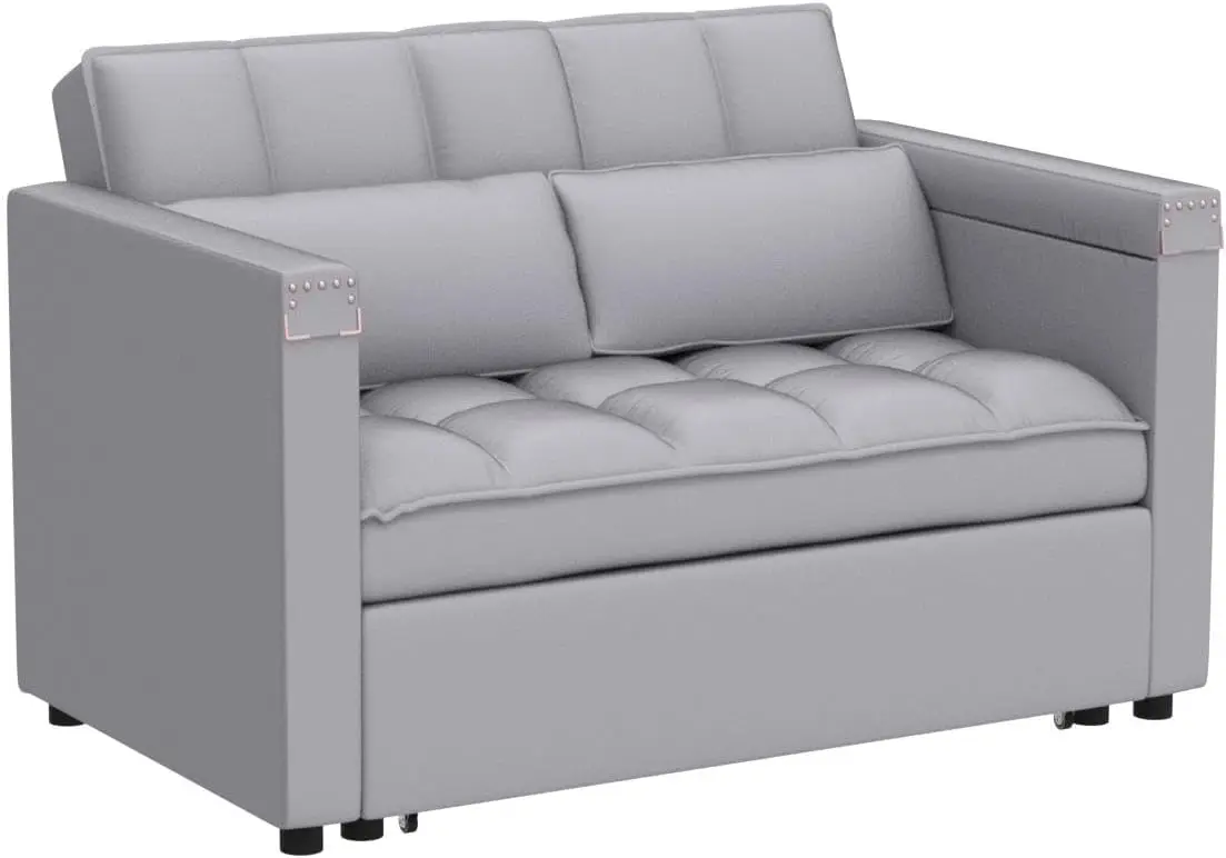 

3-in-1 Multi-Functional Velvet Sleeper Couch Pull-Out Bed,48'' Loveseat Chaise Lounge w/Adjustable Backrest,Convertible Sofa Bed