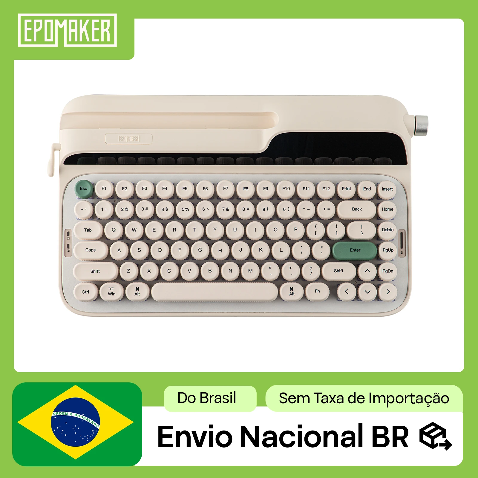 EPOMAKER Glyph Teclado Mecânico Retro Máquina de Escrever 75% ANSI US Top-Mounted Tri-Modo Sem Fio NKRO Retroiluminação RGB
