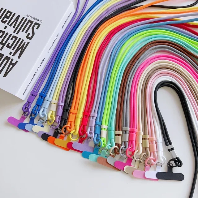 Colorful Adjustable Long Lanyard For Mobile Cell Phone Candy Solid Color Crossbody Necklace Anti-Lost Strap For Phone Universal
