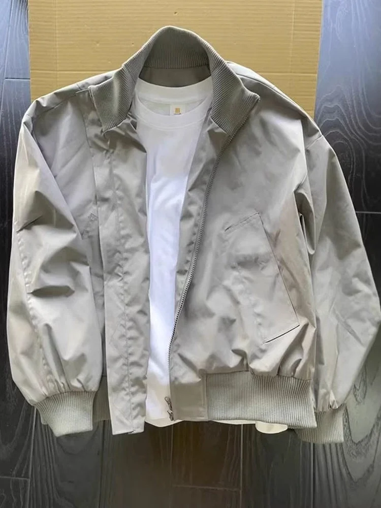 Cleanfit American Style Short Workwear Jacket Men's Spring Autumn Handsome Outfit Baseball Shirt Stand Collar Pilot Jacket
