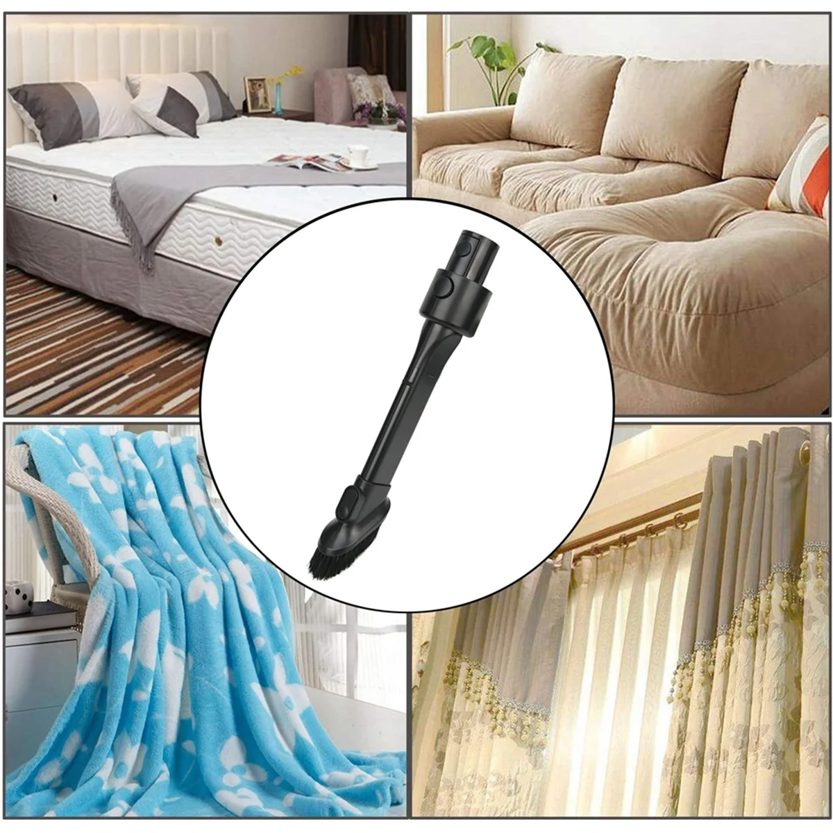 FNJK-مكنسة كهربائية 2 في 1 فرشاة فوهة بديلة لفرشاة أداة الشقوق Dreame V8، V9، V10، V11، V12، T10، T20، T30