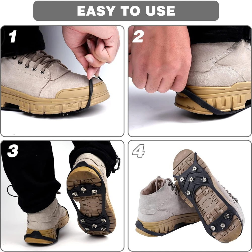 8 Teeth Ice Gripper Snow Crampons Shoe Cover Anti-Slip Winter Outdoor Hiking Mountain Climbing Boots Cover Ice Spike for Shoes