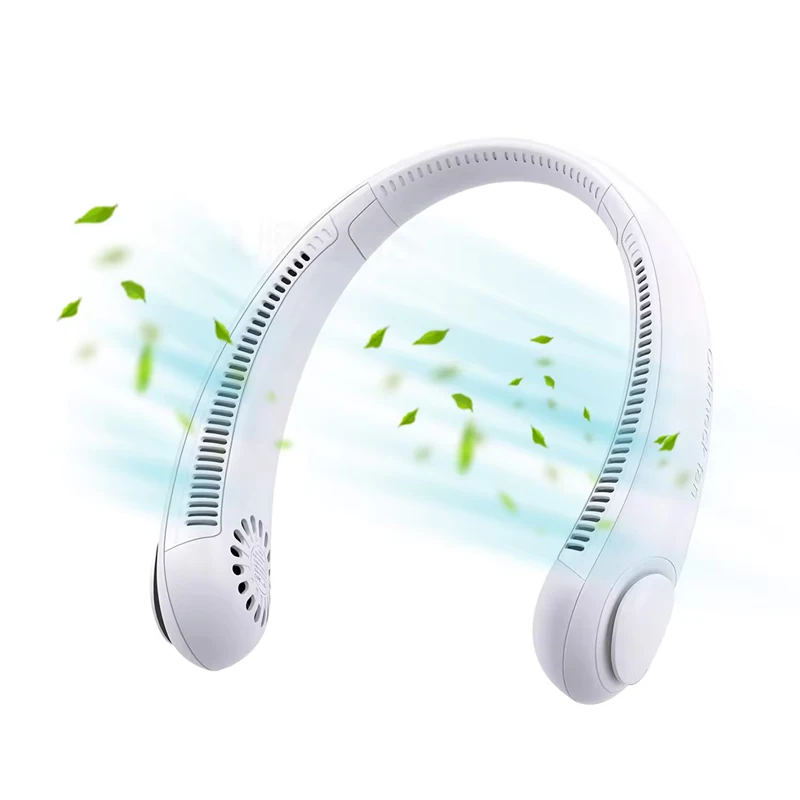

Новый дизайн, портативный безлопастной вентилятор для шеи, без помощи рук, аккумулятор, персональный USB-перезаряжаемый дизайн для наушников, охлаждающий вентилятор для шеи