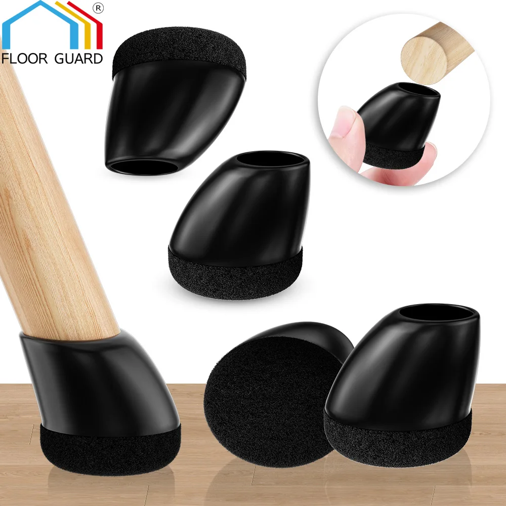 Chair Leg Protectors Foot Cover 15-25° Diagonal Thick Wrap Felt Pads Silicone Furniture Table Feet Protect Hardwood Floors Table