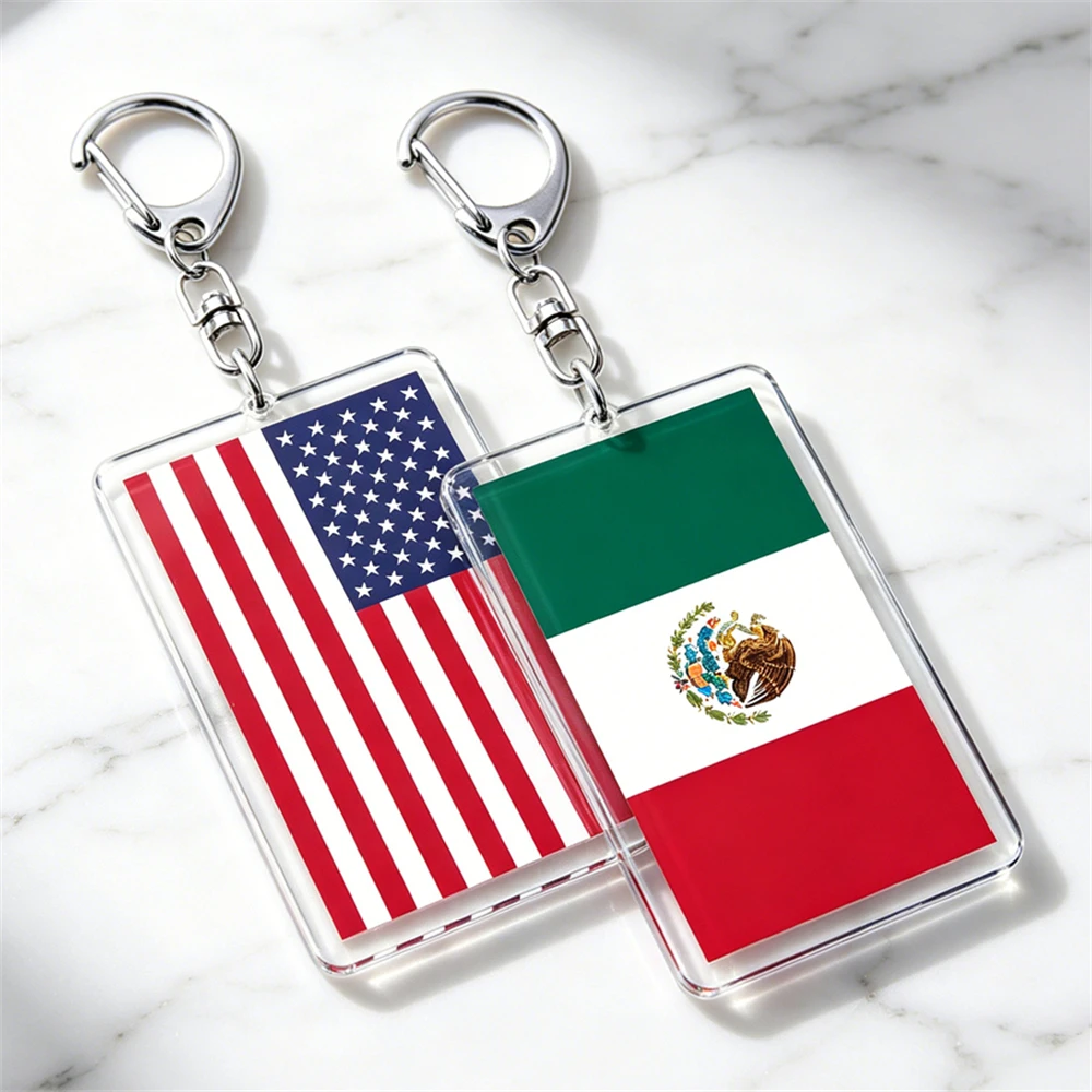New Country Flags Keychains for Accessories Bag United States Mexico Spain Poland Russia France Chile Keyring Jewelry Fans Gifts