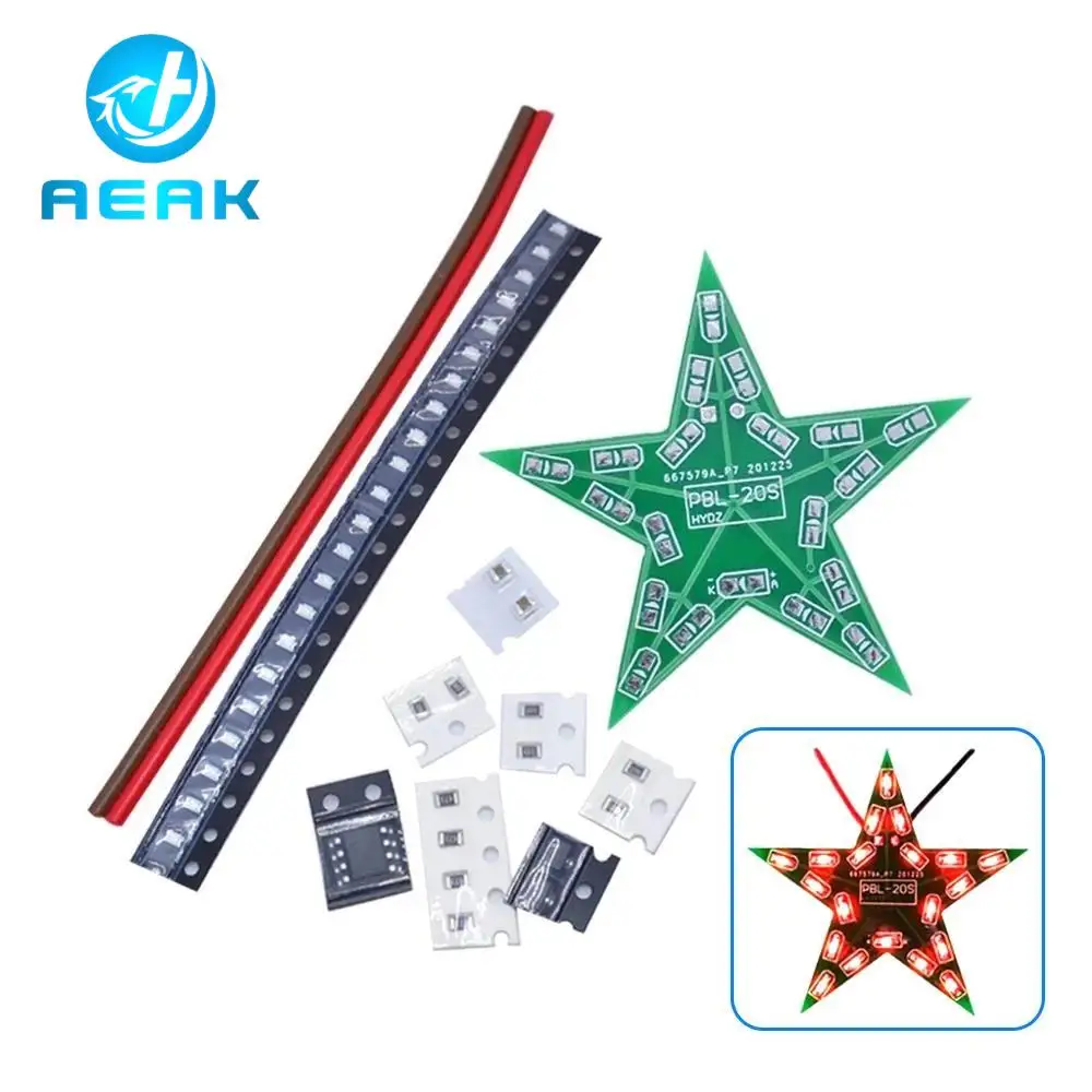 Students training DIY Kit Five-Pointed Star Breathing Light Gradient LED Light for Christmas Soldering Training Red Green Blue