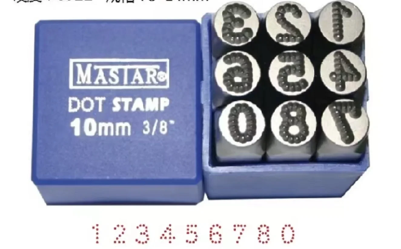 

12MM Numbers Dotted Lattice Motorbike Car Chassis Number Stamp Steel Word Punch Matrix Stamp 0-8 HRC60