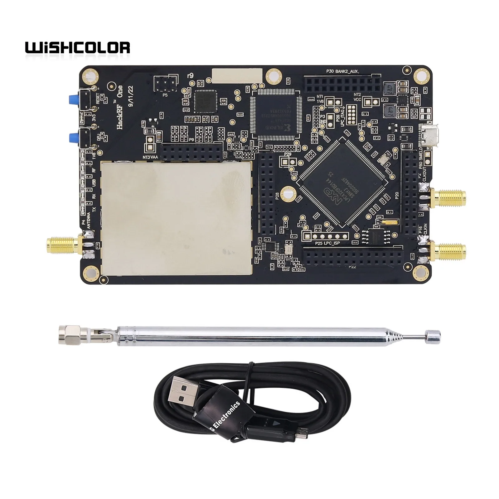 Wishcolor 1MHz-6GHz HackRF One R9 Software Defined Radio Development Board V2.0.0 & Antenna & Data Cable Kit