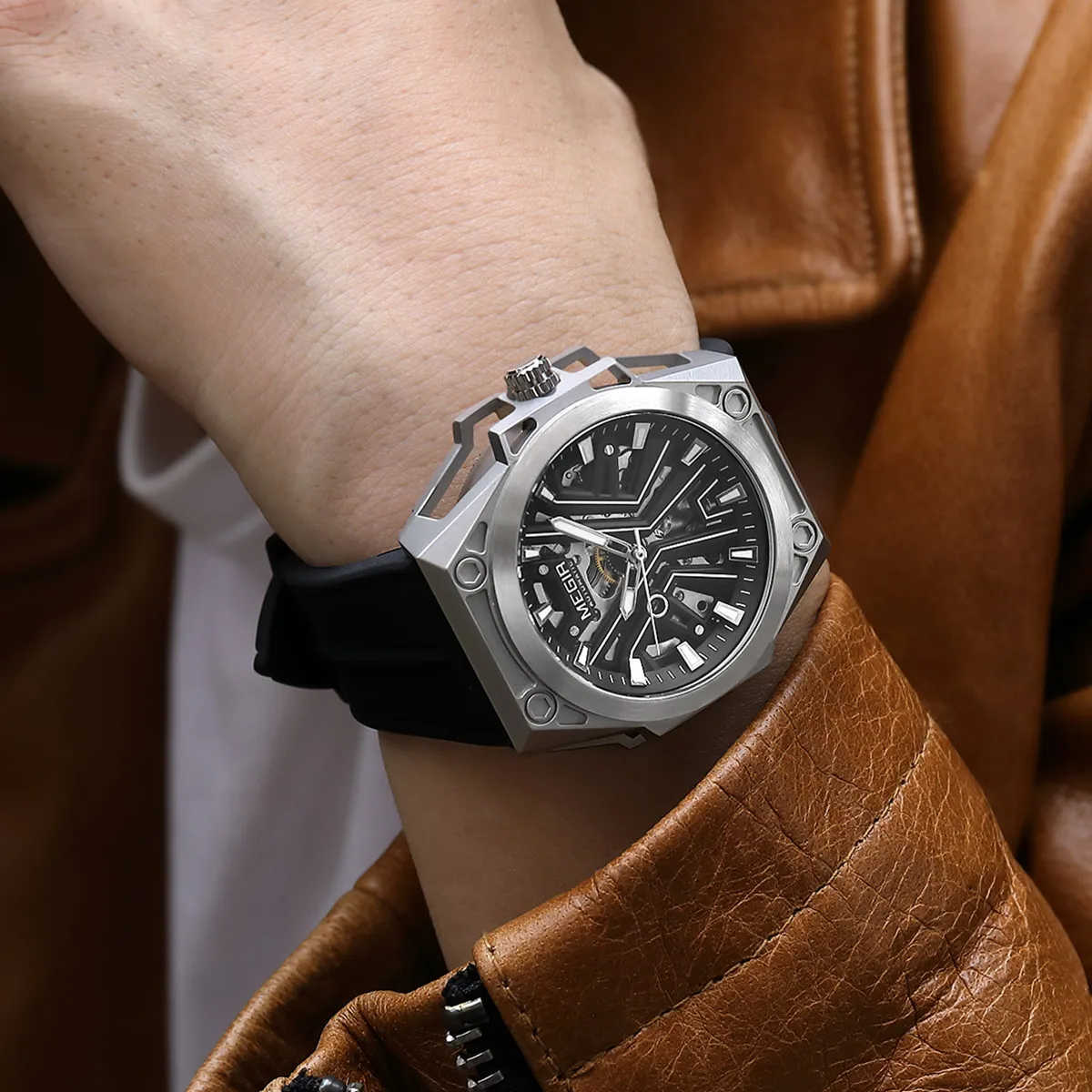 MEGIR Automatic Movement Watches for Men Luxury Hollow Out Waterproof Sports Wristwatch Mechanical Clock Relogio Masculino 8603