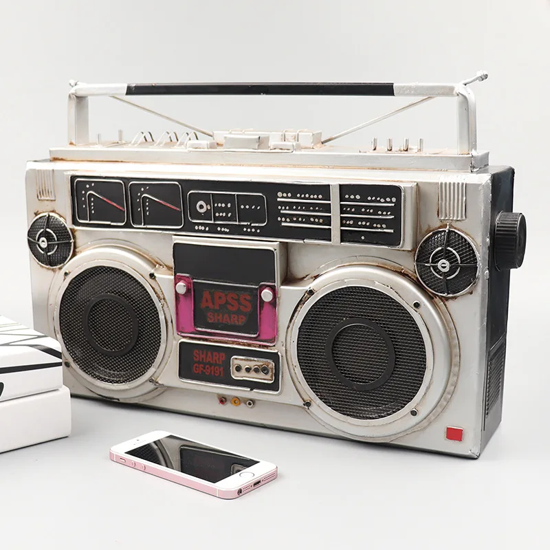 Retro Nostalgic Old Style Cassette Tape Radio Recorder Model Ornament Clothing Store Bar Restaurant Photography Props