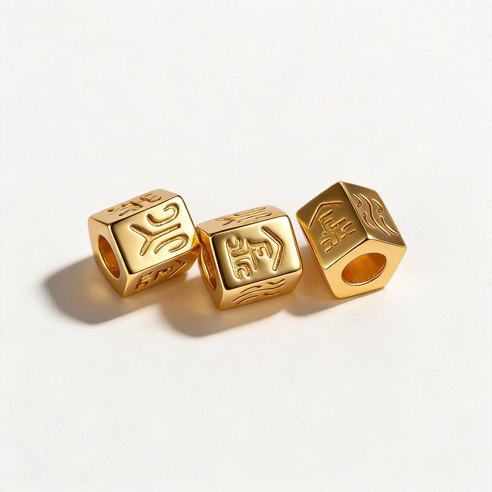 Chinese Style Lucky Color Retaining Gold Plated Five Elements Barrel Beads Ancient Craft Blessing Fortune Diy Bracelet Necklace