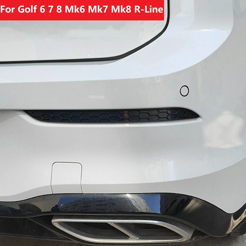 Dla VW Golf 6 7 7.5 8 MK6 MK7 7.5 MK8 GTI R R-Line R20 ABS czarny błyszczący 2PCS tylny zderzak samochodowy osłona naklejka na samochód