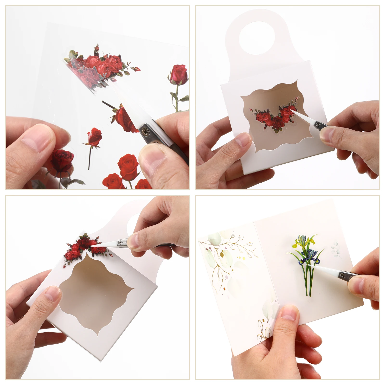 1 set Hand Sticker Set Craft Floral Wall Transparent Decals Plants Scrapbook Decor Notebook Flower Stickers Waterproof PET Multi