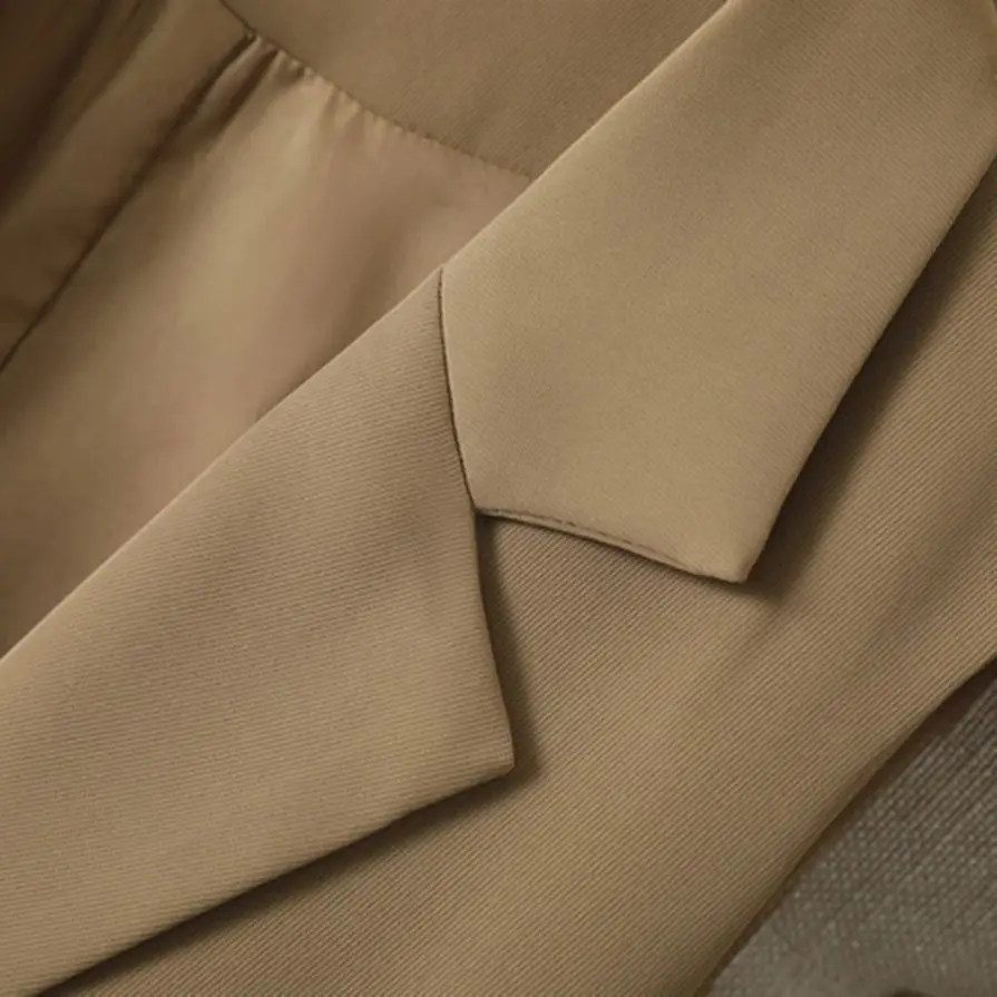 여성 카키 컬러 슬림핏 세트 조끼, 직장인 상의 코트, 날씬해 보이는 분위기, 용수철 가을