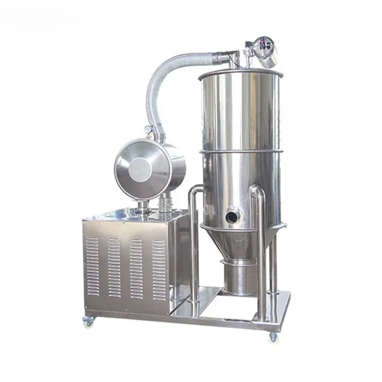 

Pneumatic vacuum transport system for powder and grain